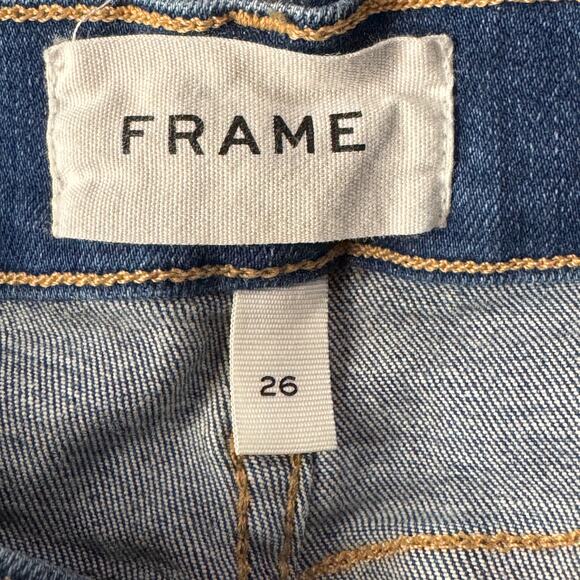 FRAME SZ 26 Le High Skinny Crop Jeans Distressed Zip-Fly Mid-Rise Fray Gaby Wash - Picture 9 of 11